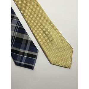 2 Piece lot Stafford Neck Ties, Striped Pattern And Solids Gold Colored